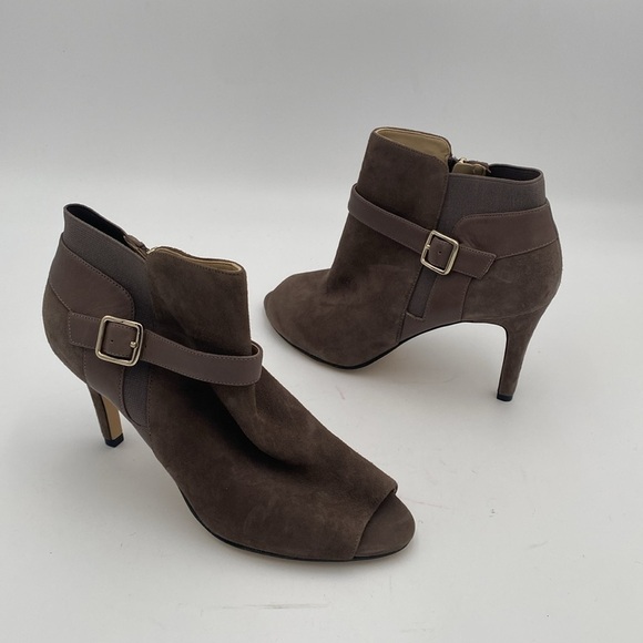 Marc Fisher taupe Peep-Toe Heeled Boots women 8.5 event Casual retro Y2K office - Picture 1 of 15
